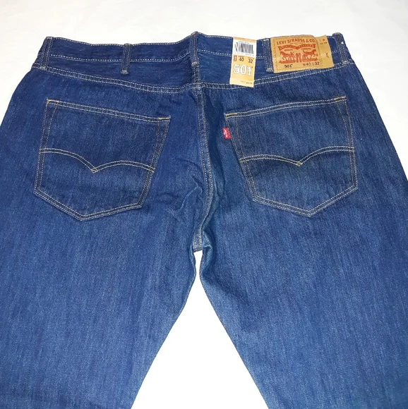 Levi's 501 Rinse Dark Wash Button Fly Jeans - Picture 7 of 8